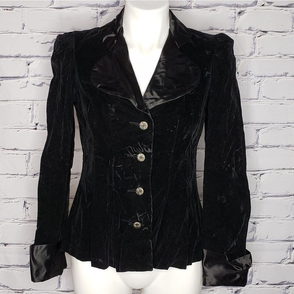 Vintage Neusteters Denver Black Velvet Blazer Jacket - Picture 2 of 10
